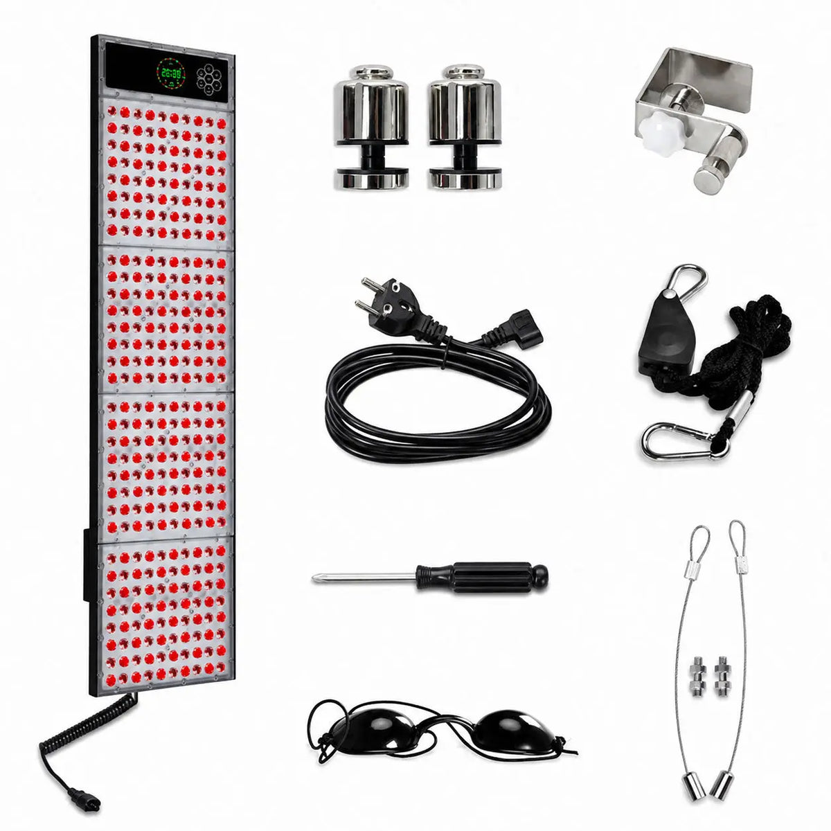 RLF SPA red light panel with accessories and EU plug cable